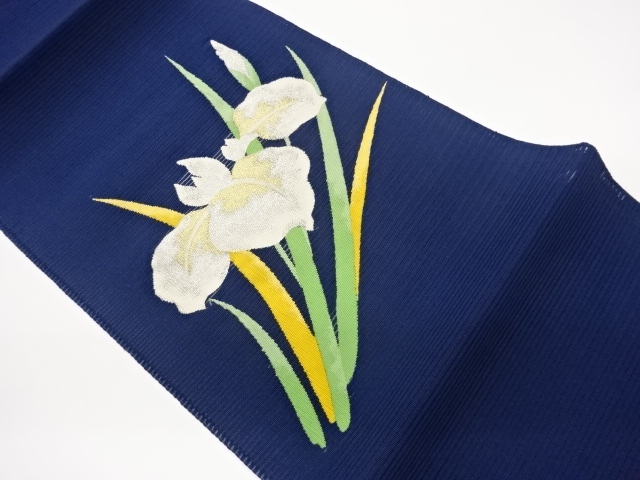 JAPANESE KIMONO / NAGOYA OBI FOR SUMMER / SILK / TSUZURE / WOVEN IRIS
